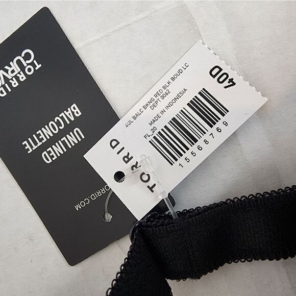 40D Torrid Balconette Bra Red Black Lace Lingerie Boudior Pinup Sheer Wire Retro - Picture 5 of 10